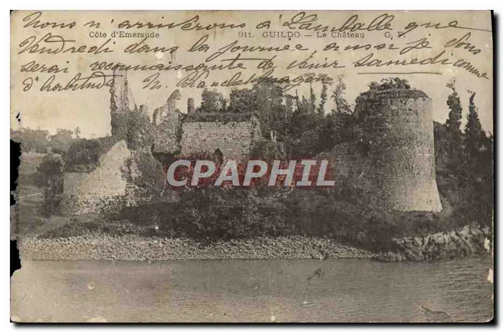 Château de Lamballe — ruines et tour cylindrique — éditeur GUILDO, n° 911 - Awers