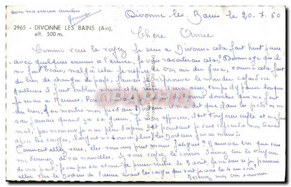 Divonne-les-Bains — Entre Jura e Leman — editor desconhecido, número de série não visível - Verso