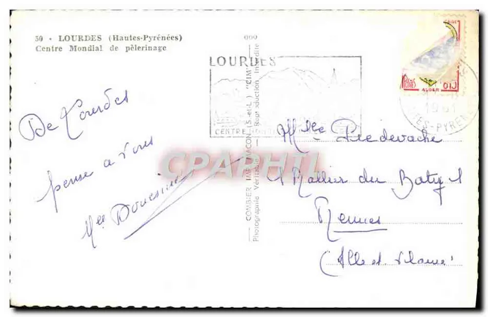 Lourdes — Centro Mundial de peregrinação — Comber Impr. S.-et-L. - Verso