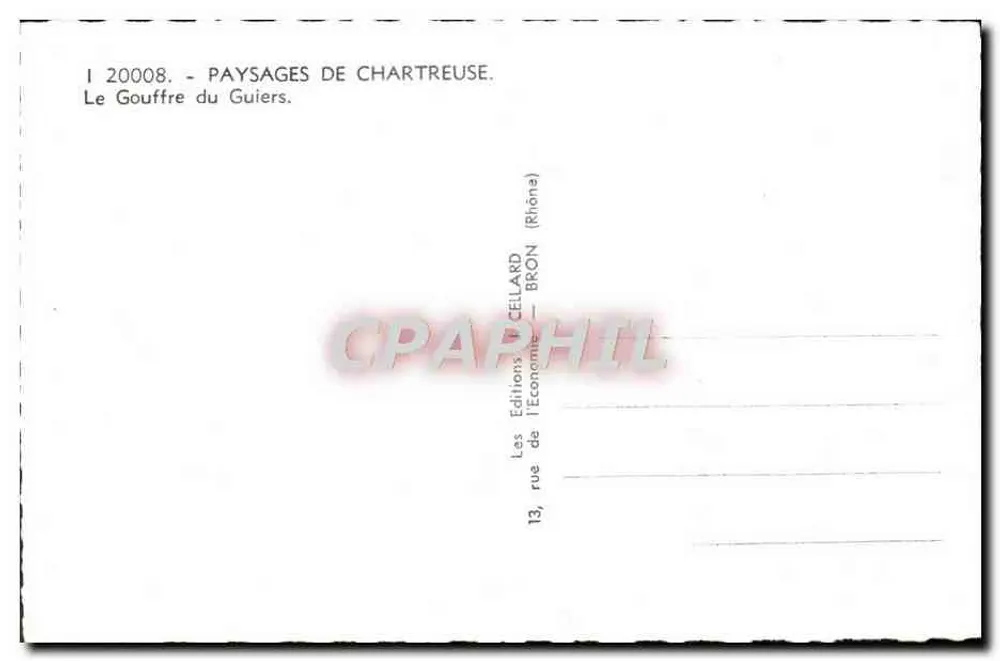 O Gouffre do Guiers — Paisagens da Chartreuse — Les Éditions Cellard, Bron (Rhône) - Verso