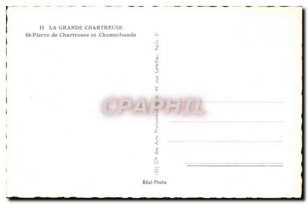 La Grande Chartreuse — St-Pierre de Chartreuse e Chamechaude — Cie des Arts Photographiques, Paris - Verso