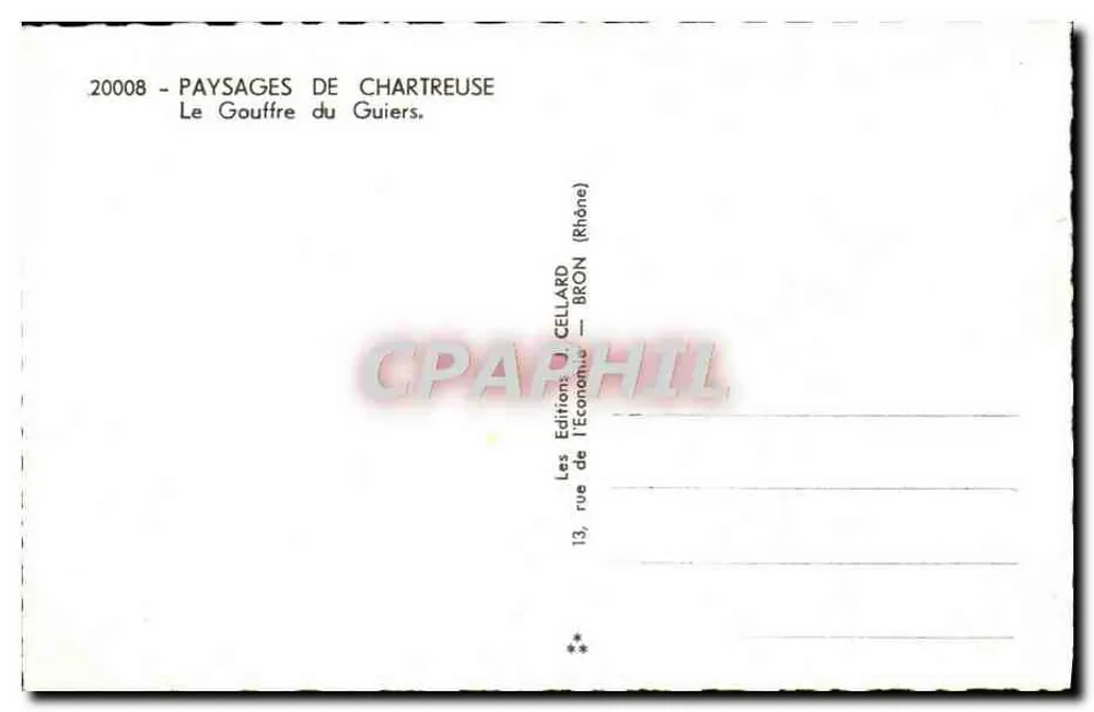 O Gouffre do Guiers — Paisagens da Chartreuse — Les Éditions de l'Économie, Bron (Rhône) - Verso