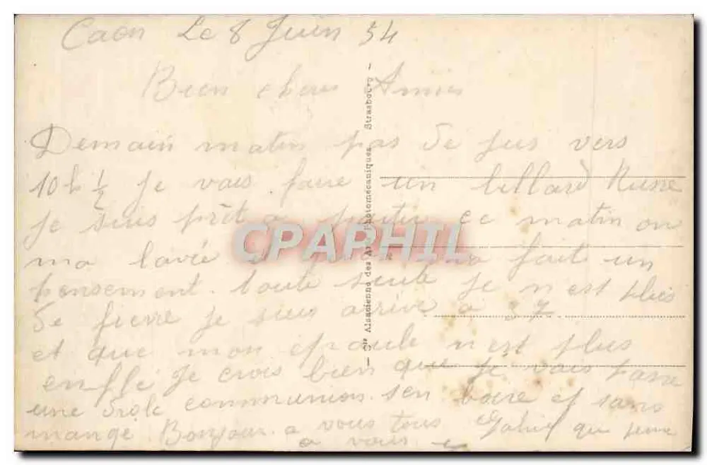 Caen — Passeio do claustro — Bilhete postal antigo n°19 - Verso