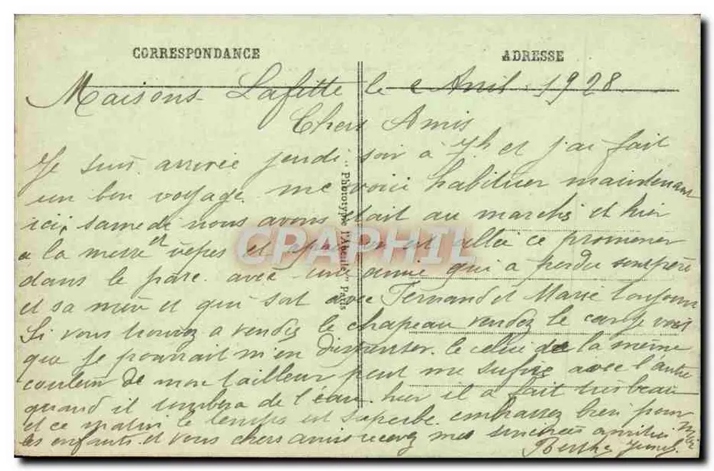 MAISONS-LAFFITTE - Le Parc - Place et Avenue du Château — CPA n°68, éditeur non visible - Verso