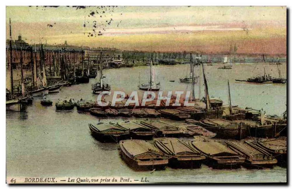 Bordeaux — Die Quais, Ansicht vom Pont — LL. Nr. 65 - Vorderseite