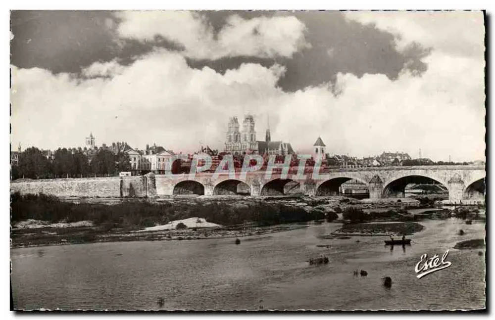 Orléans — Allgemeiner Blick: Die Brücke über die Loire und die Kathedrale — Verlag Estel, Nr. 2401 - Vorderseite