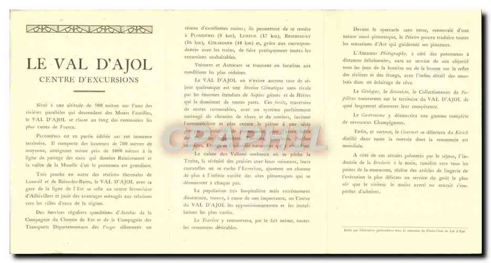 O vale de Ajol — Vista panorâmica e cavernas — Editado pelo ilustrador particular com a colaboração do Photo-Club do Vale de Ajol - Verso