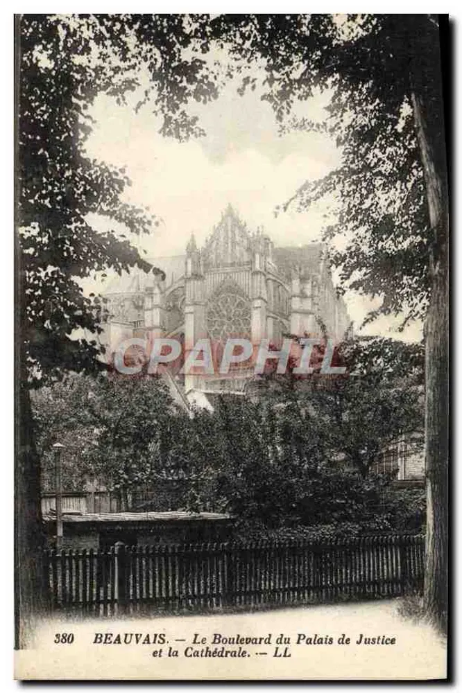 Beauvais — Der Boulevard des Palasts der Justiz und die Kathedrale — LL - Vorderseite