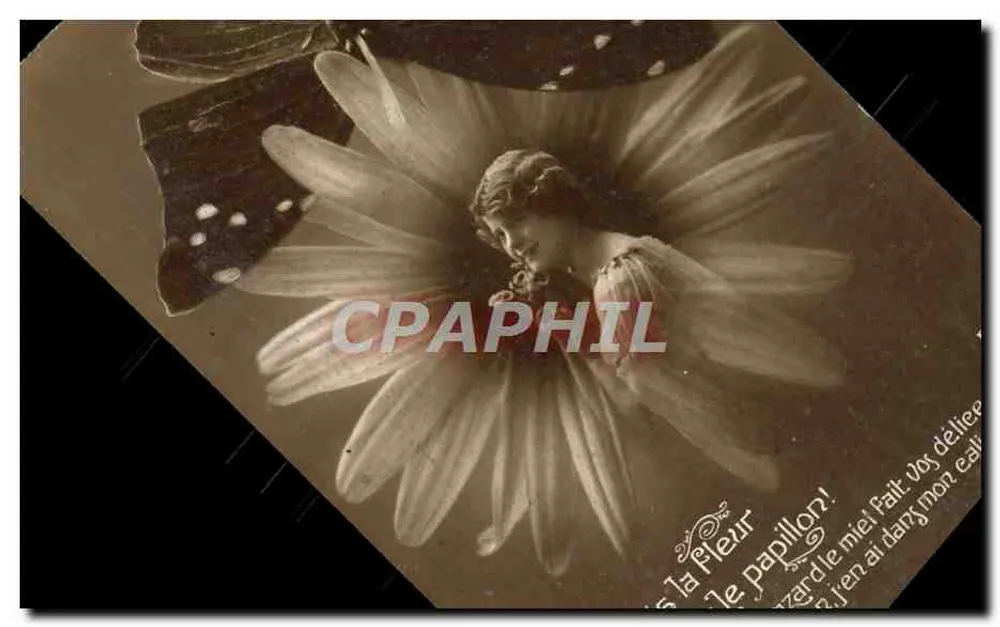 Bloem en vlinder — artistieke compositie — uitgever onbekend - Voorkant