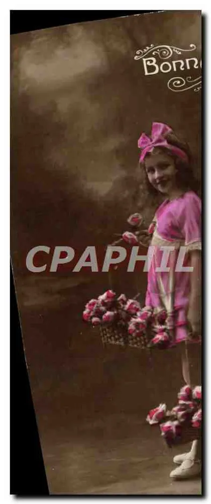 Menina segurando um cesto de rosas — editor Bonn - Frente