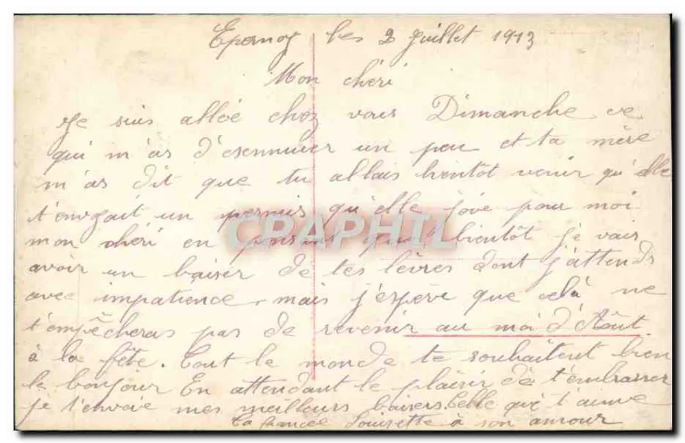 Junges Paar in Abendkleidung — Treffen — 10c Frankreich-Stempel - Rückseite