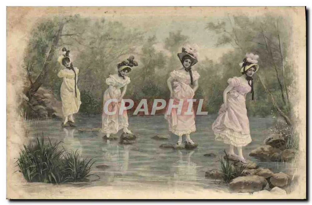 Vier junge Frauen in einem Bach — M. M. Vienne, Nr. 257 - Vorderseite