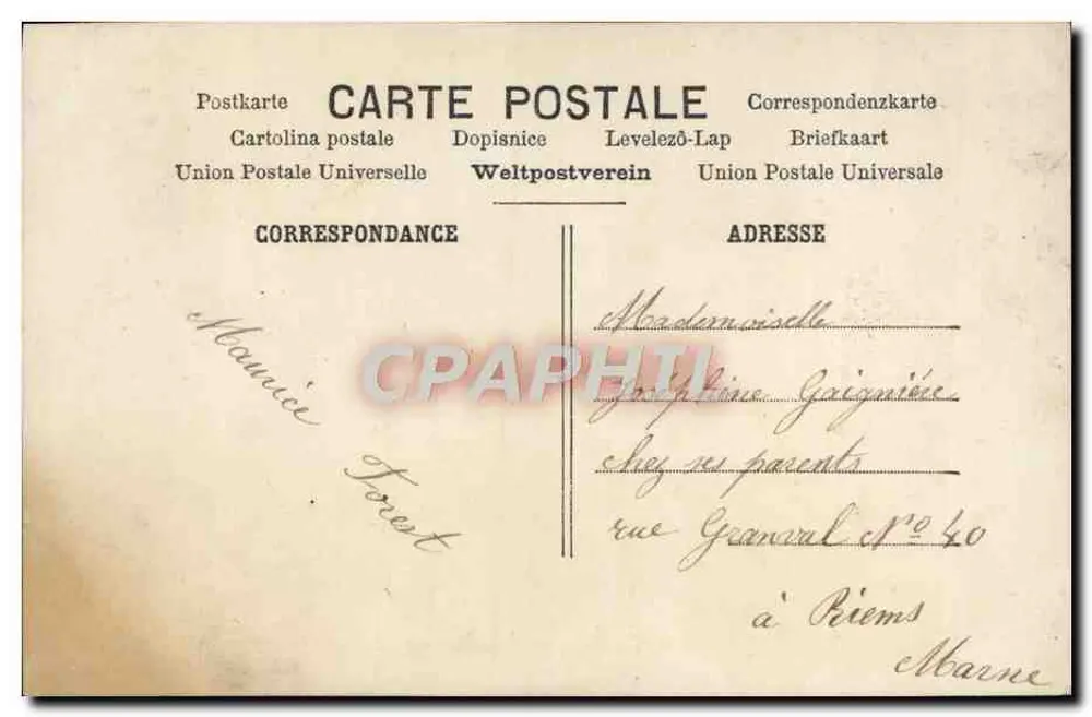 Sainte Catherine — scène de salon avec couple — éditeur PF - Rückseite