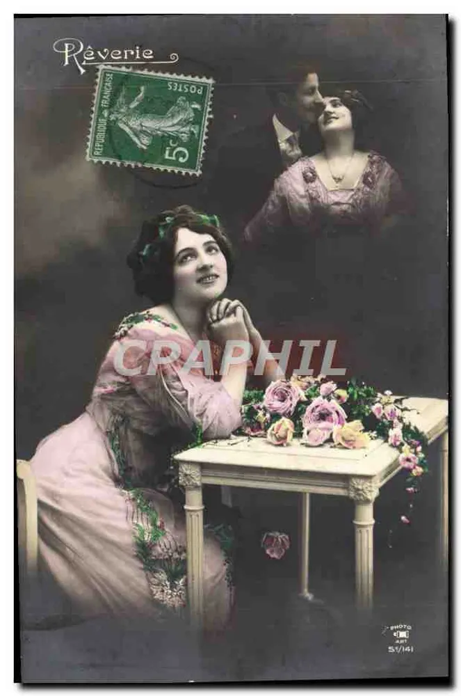 Junge Frau in einem rosa Kleid — romantische Szene — Photo Art 5/141 - Vorderseite