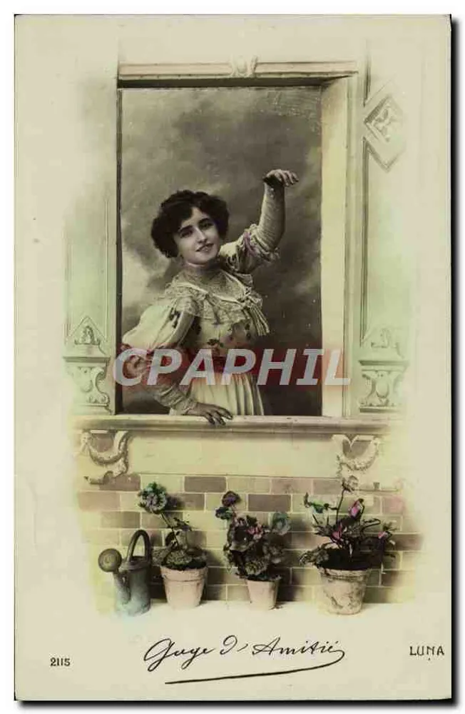 Frau am Balkon — Genreszene — Guye D'Amitie, Verlag LUNA, Nr. 2115 - Vorderseite