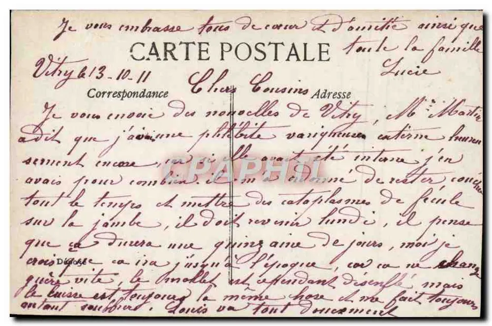 Frau mit Finger auf den Lippen — Violett-Rahmen — Verlag Vitry, n° 4031 - Rückseite