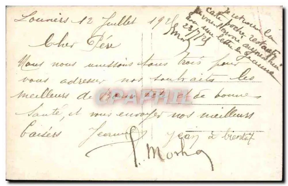 Criança sentada em uma pedra — com buquê de margaridas — Feliz Aniversário, n°4434 - Verso