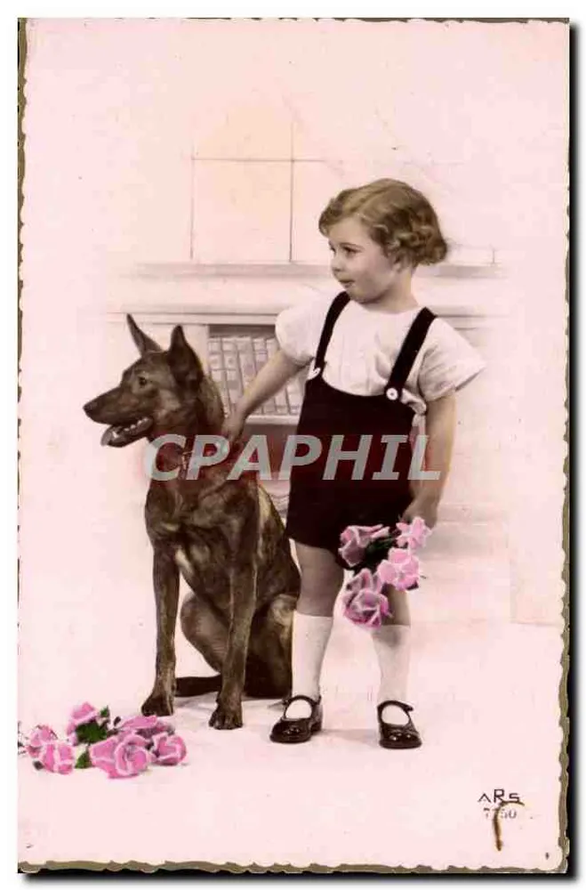 Mädchen und deutscher Hund — Rosen — ARS 7750 - Vorderseite