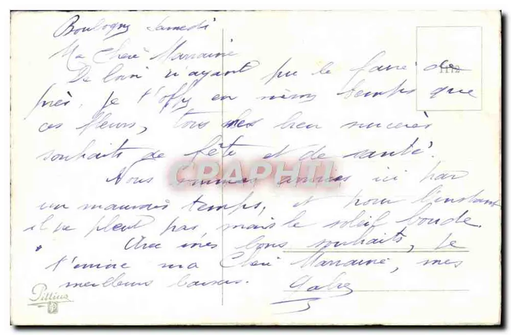 Buquê de pêssegos — dedicatória a Santa Maria — editor Pittius, n° 1115 - Verso