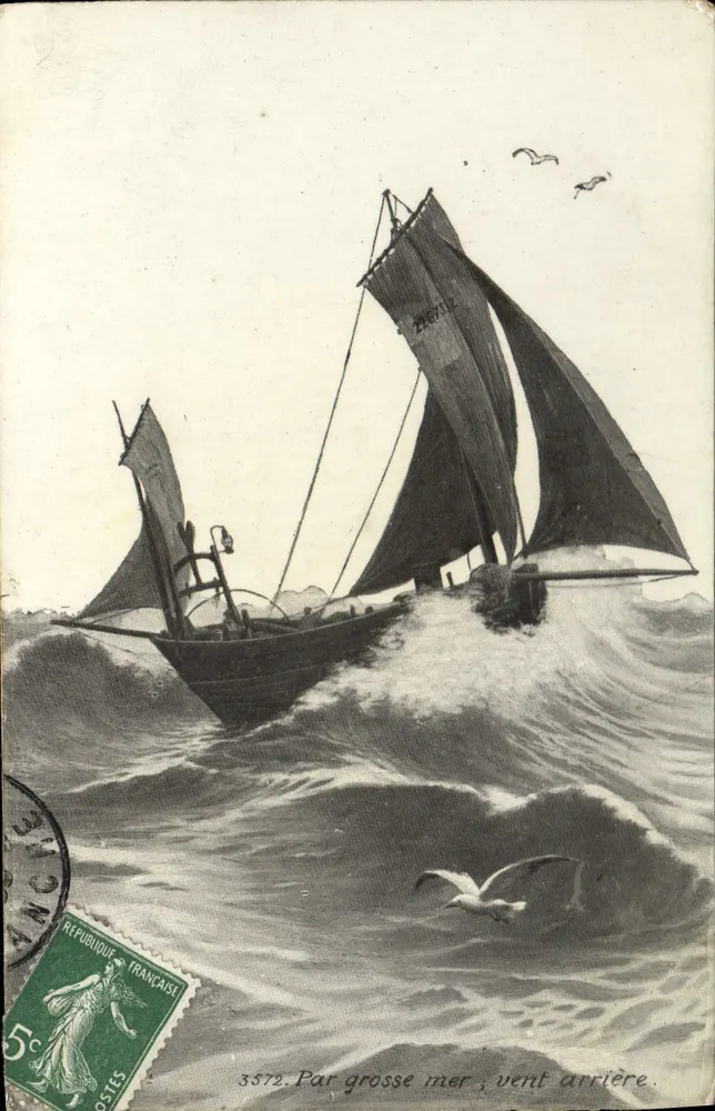 Barco no mar — Em mar grosso, vento de ré — editor AQUO PHOTO, n° 3572 - Frente