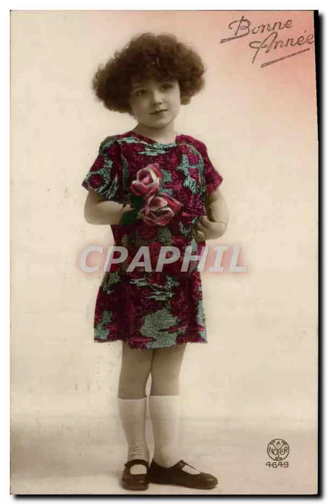 Menina pequena com vestido florido — Boa Ano — Noter n°4649 - Frente