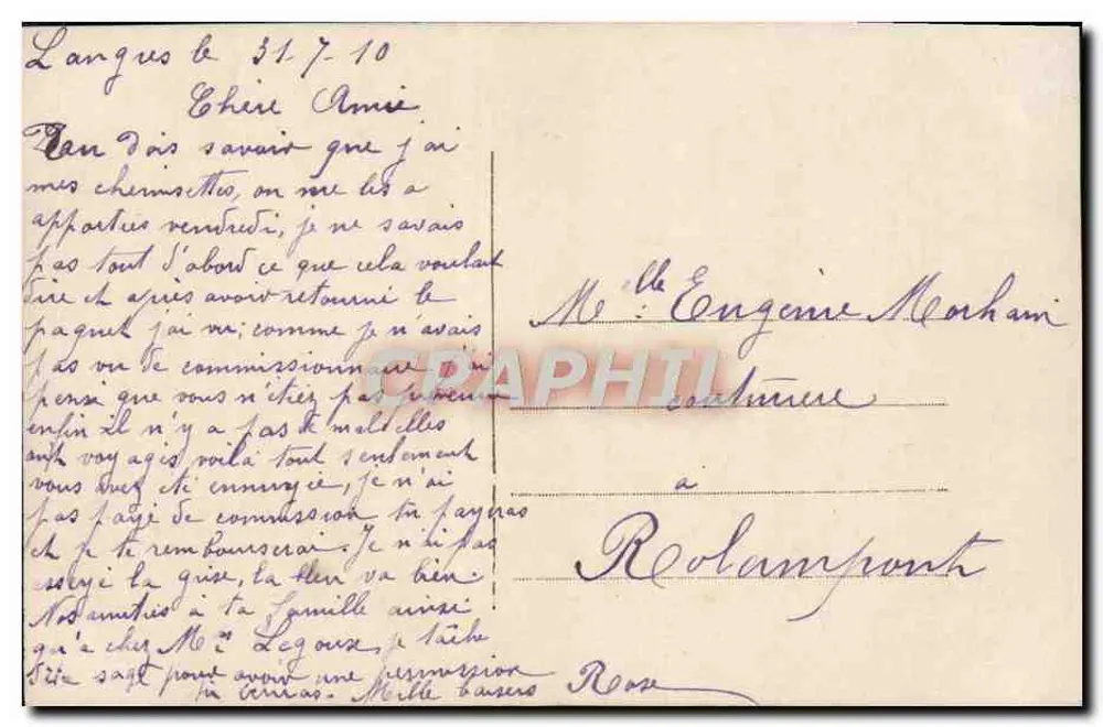 Junge Frau, die allein in der Natur träumt — Frène, n° 3336 - Rückseite