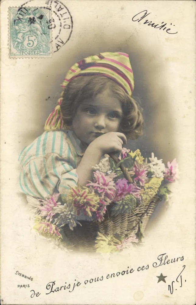 Menina com cesto de flores — Stebbing Paris — Série N. 870 - Frente