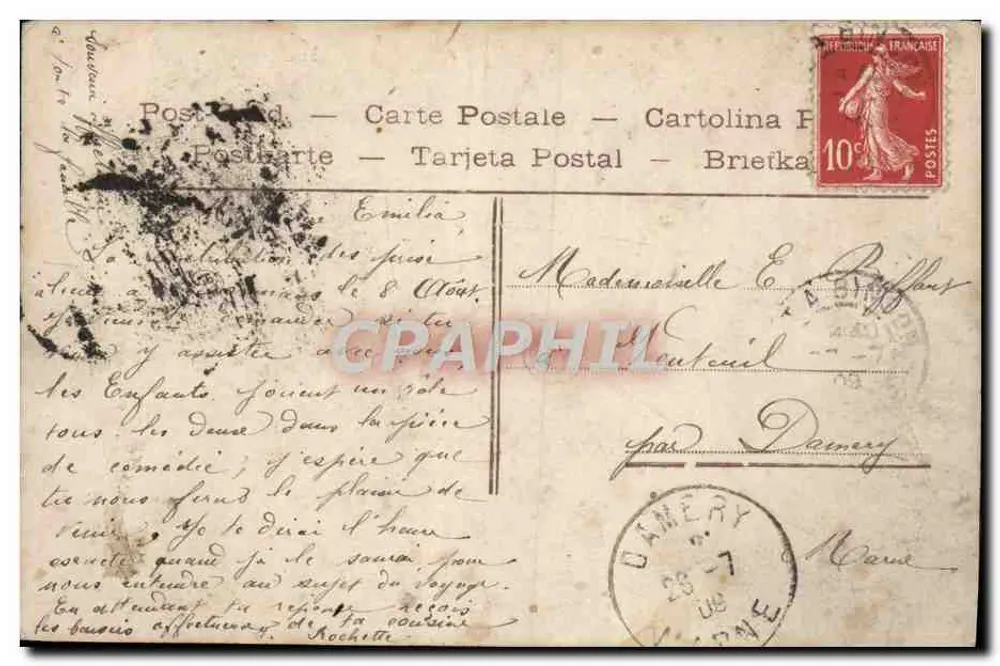 Frau mit einem Korb voll Rosen — Souvenir d'Amitié — PCO n°4197 - Rückseite