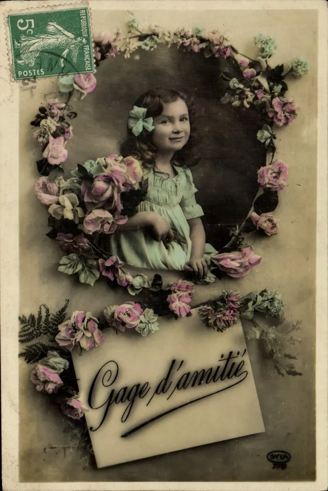 Menina em um quadro floral — Sinal de amizade — SYUN 778 - Frente