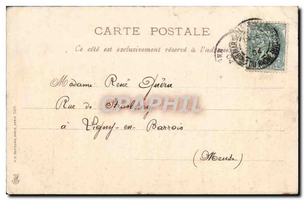 Deux paysans dans un champ — scène de travail rural — éditeur K.A. ROTIUNS, PARIS, SÉRIE 550 - Verso