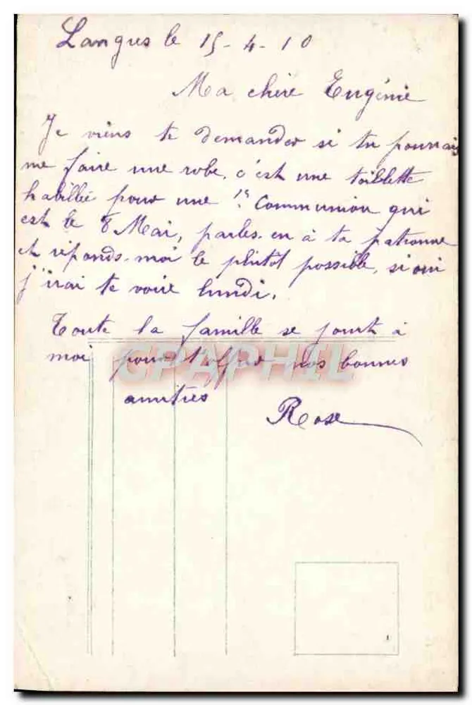 Menina com vestido estampado — Souvenirs PAP n°854 - Verso