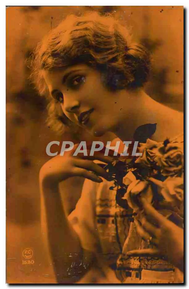 Junge Frau mit Rosen — Verlag P-C, Nr. 1530 - Vorderseite