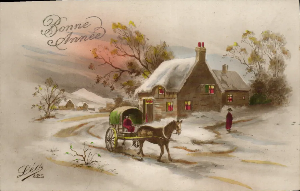 Winterlandschaft mit Kutsche — Léo 425 - Vorderseite