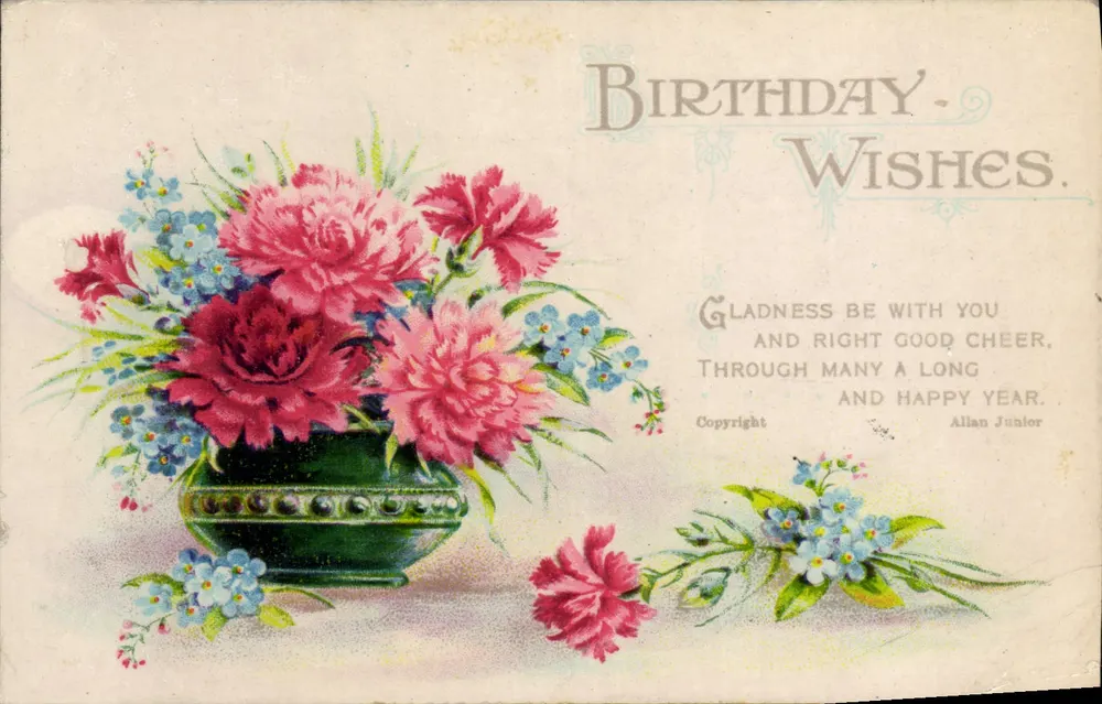 Mata de pêssegos e flores azuis — desejo de aniversário — Allan Junior - Frente
