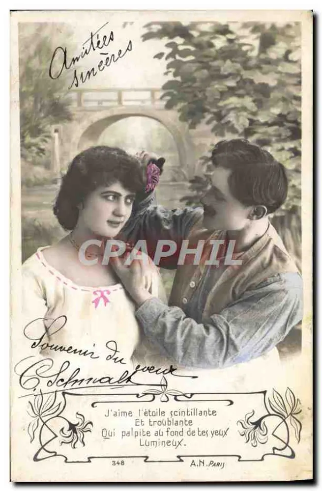 Junges Liebespaar — romantische Szene — A.N. PARIS Nr. 348 - Vorderseite