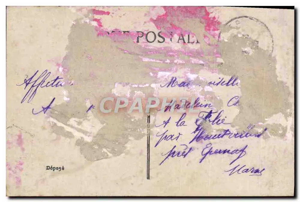 Frau in farbigem Kleid mit Blumenbouquet — Verlag WALTER, Paris, Nr. 4412 - Rückseite