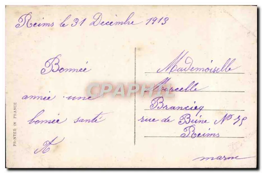 Paysage hivernal avec oiseaux — Bonne Année — éditeur Monniers, n° 635 - Verso