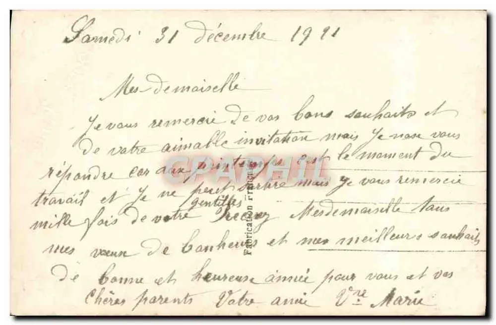 Frau in Mantel in Rosa und Pelzhut — Frohe Neujahr — Léo, Nr. 102 - Rückseite
