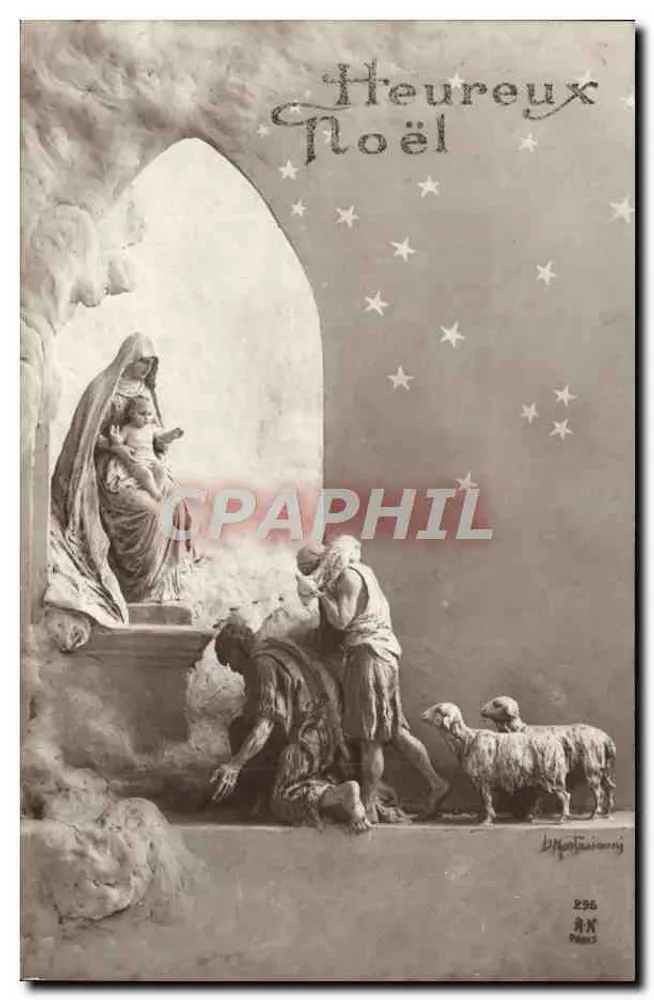 Adoratie van de herders — scène van Kerstmis — uitgever A. Noyer, n° 296 - Voorkant