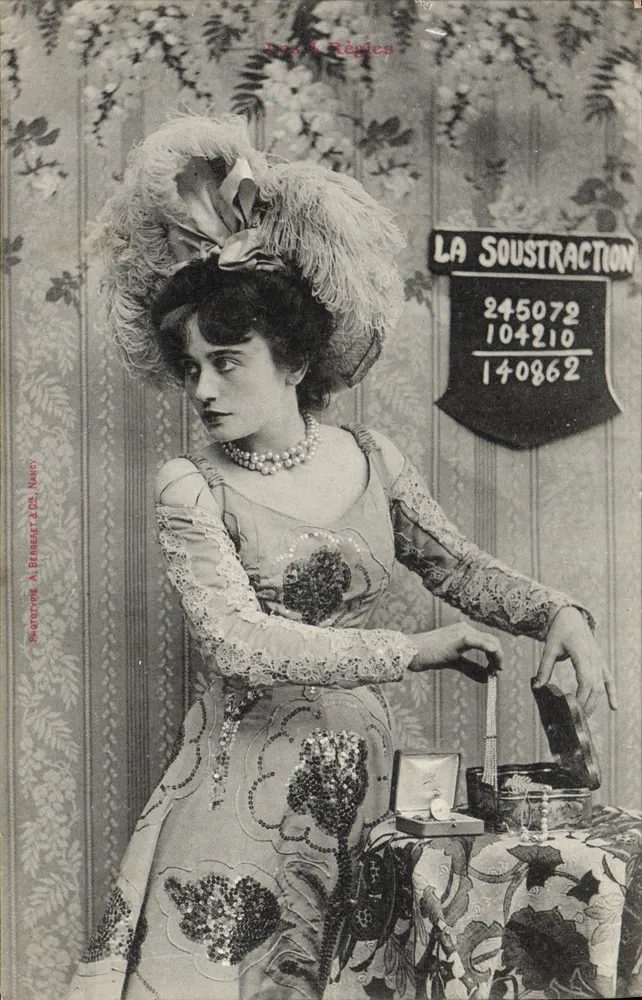 Frau im Bühnenkostüm — Die Subtraktion — Phototype A. Beaumont & Cie, Nancy - Vorderseite