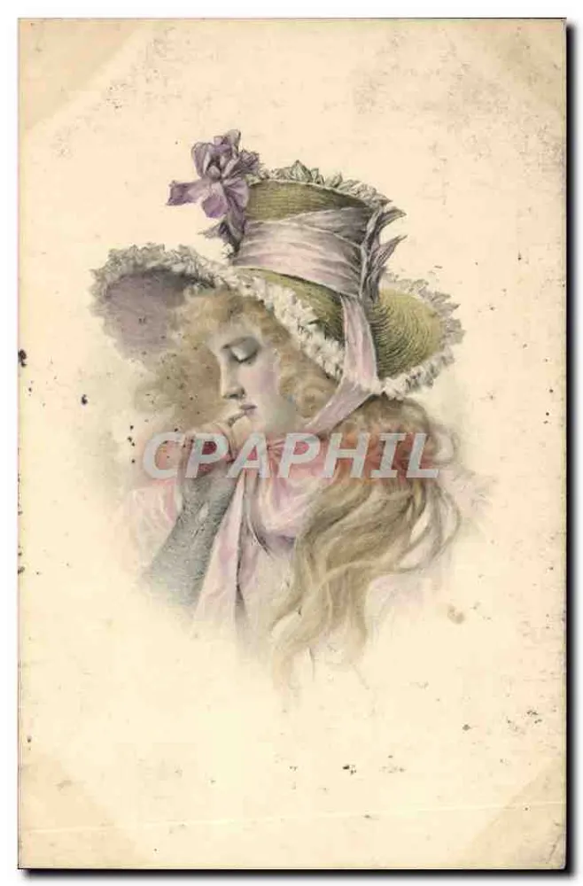 Jeune femme en chapeau à fleurs — portrait — éditeur M. M. Vienne, n° 100 - Vorderseite