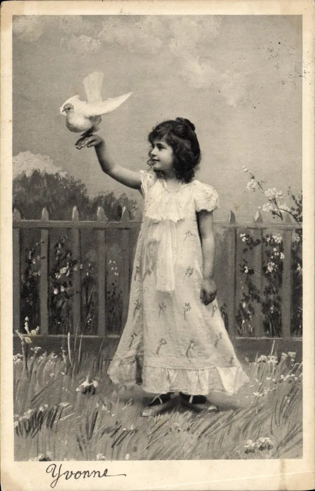 Mädchen mit einer Taube — Yvonne — Verlag Yvonne, Nr. 646 - Vorderseite
