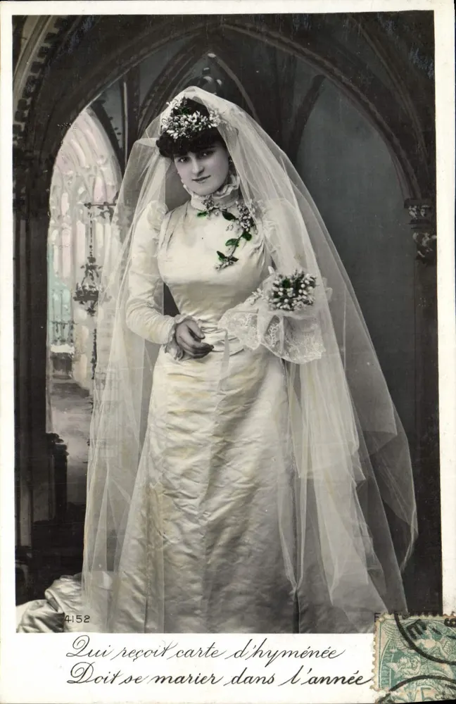 Junge Braut in weißem Kleid — Verlag F. 4152 - Vorderseite