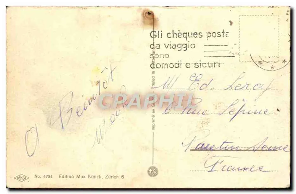 Gatos em traje de empregados — cena de trabalho — Edição Max Künzli, n° 4734 - Verso