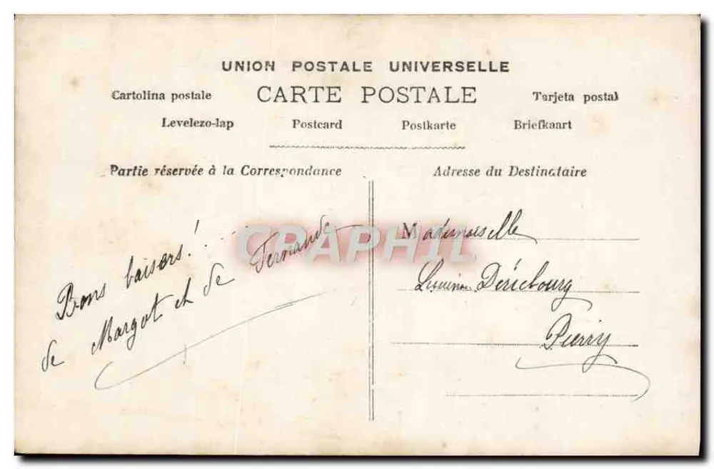 Frau mit Chrysanthemum — farbig bedruckte Karte — Serie 23, von KE, Paris - Rückseite