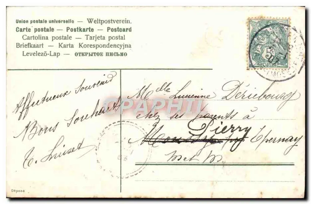 Lembrança de amizade — dois pássaros e lírios — editor não visível - Verso