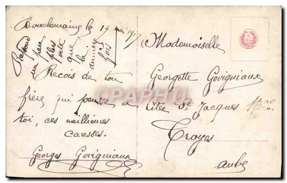 Profilporträt von Georgette Govigniaux — signierte Fotografie — Nr. 3593/4 - Rückseite