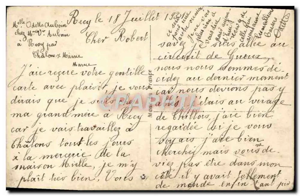 Junge Frau mit Rosen — Ansichtskarte vom Jahr 1932 — Verlag unbekannt - Rückseite