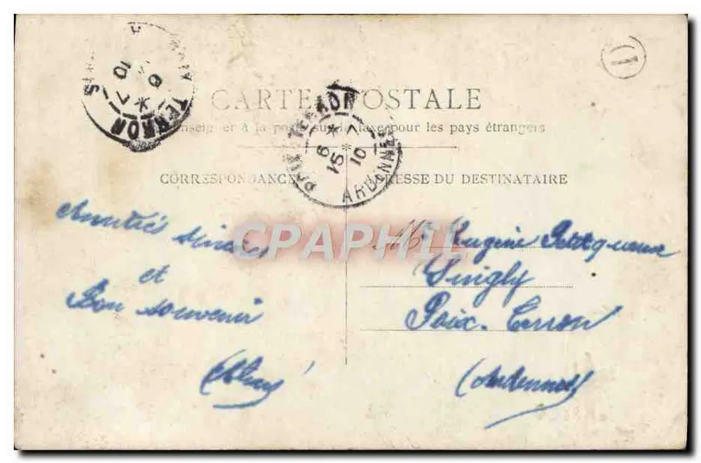 Frau mit Hut aus Federn — rosa Blumen — Darby, Paris, Nr. 671 - Rückseite