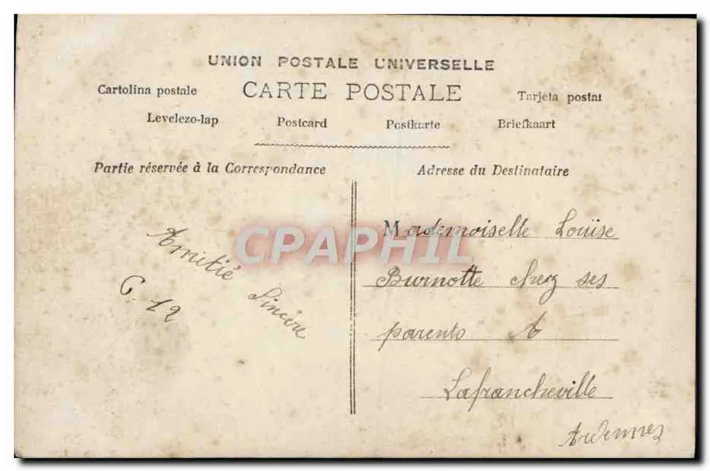 Jeune femme et homme endormi — scène de printemps — éditeur JD, n° 960 - Verso